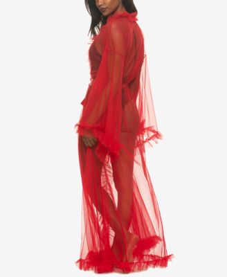 Women's Veil Tulle Ruffle Peignoir