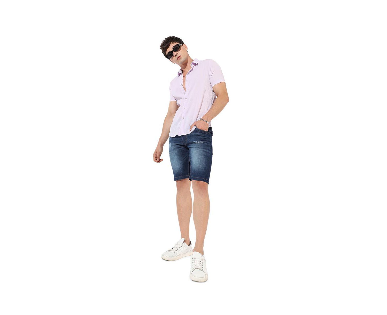 Men's Lavender Textured Regular Fit Casual Shirt