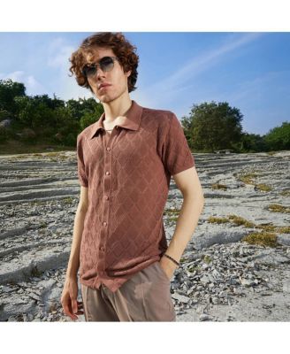 Men's Rhombus-Knit Slim-Fit Shirt