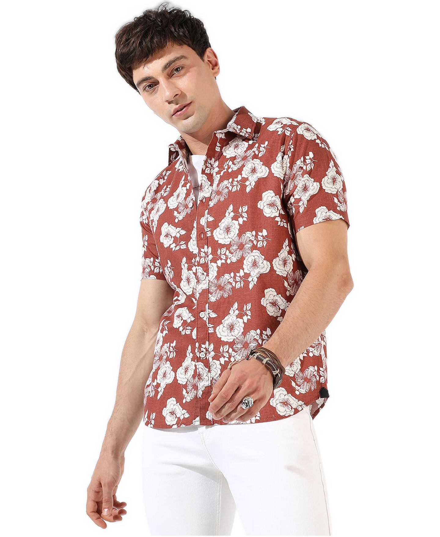 Мужская рубашка Cahoot Printed Casual, цвет: Коричневый — фото 2