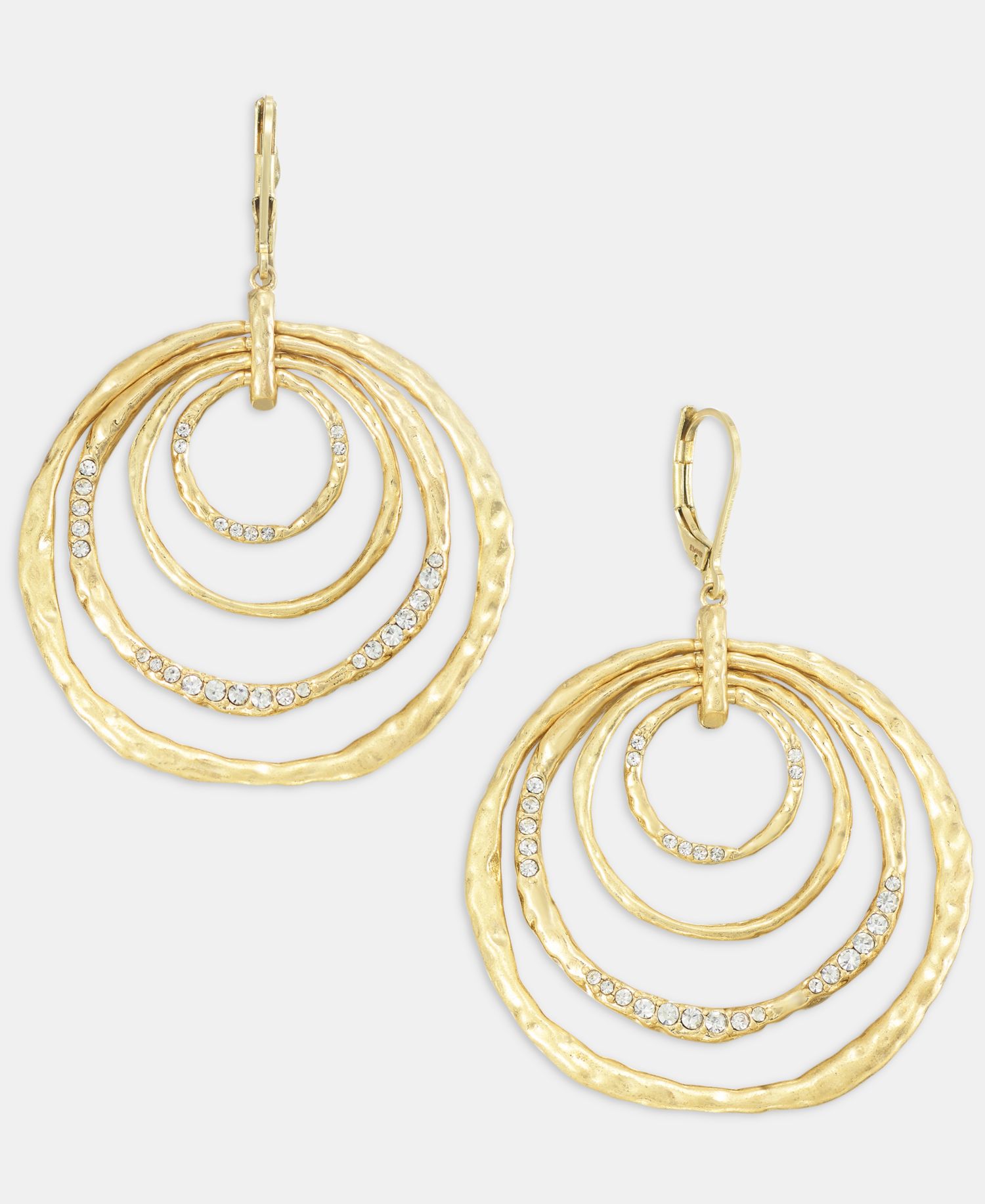 Pav&eacute; Multirow Circle Drop Earrings