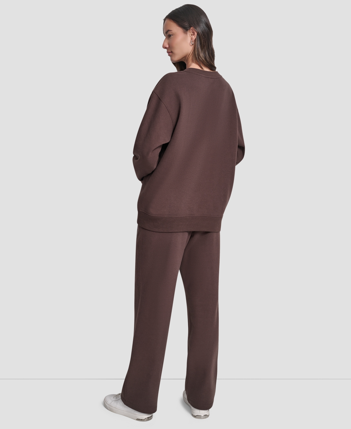 Dkny Women's Transfer Logo Crew Neck Sweatshirt In Brown