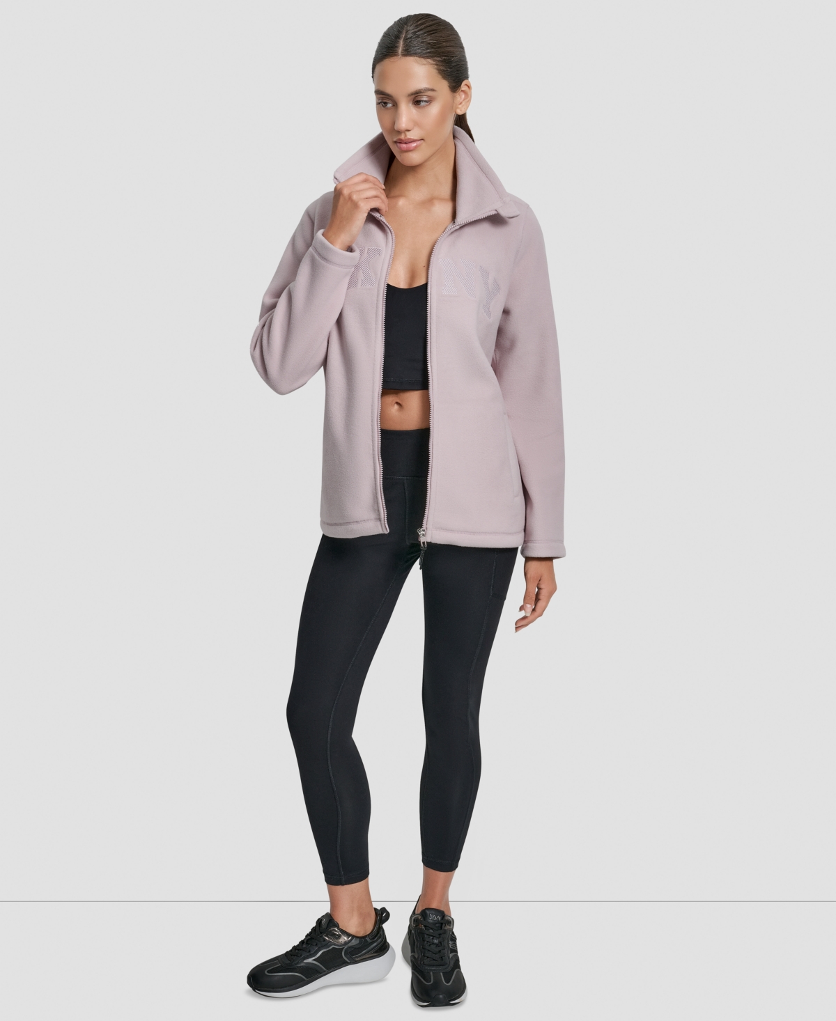 Dkny Women's Fleece Half-zip Bungee-hem Sweatshirt In Neutral