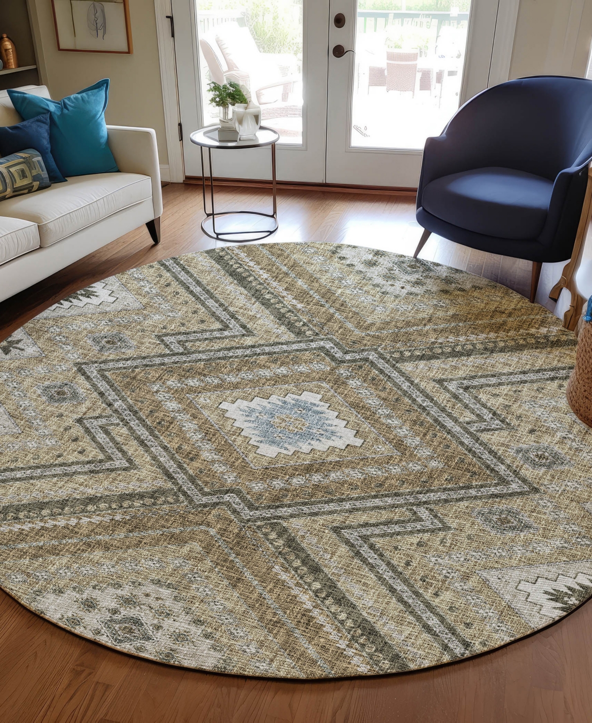 Dalyn Portico Po5 8'x8' Round Area Rug In Brown