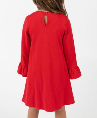 Little Girls' Interlock Dress with Polka-Dot Statement Bow