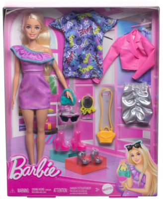 Fashion Doll with Clothes and Accessories Including Party Dresses & Purses