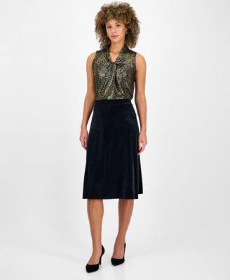 Kasper - Women's Velvet A-Line Midi Skirt