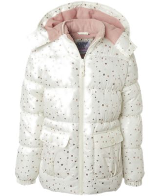 Big Girls' Foil Dot Puffer Jacket with Beanie