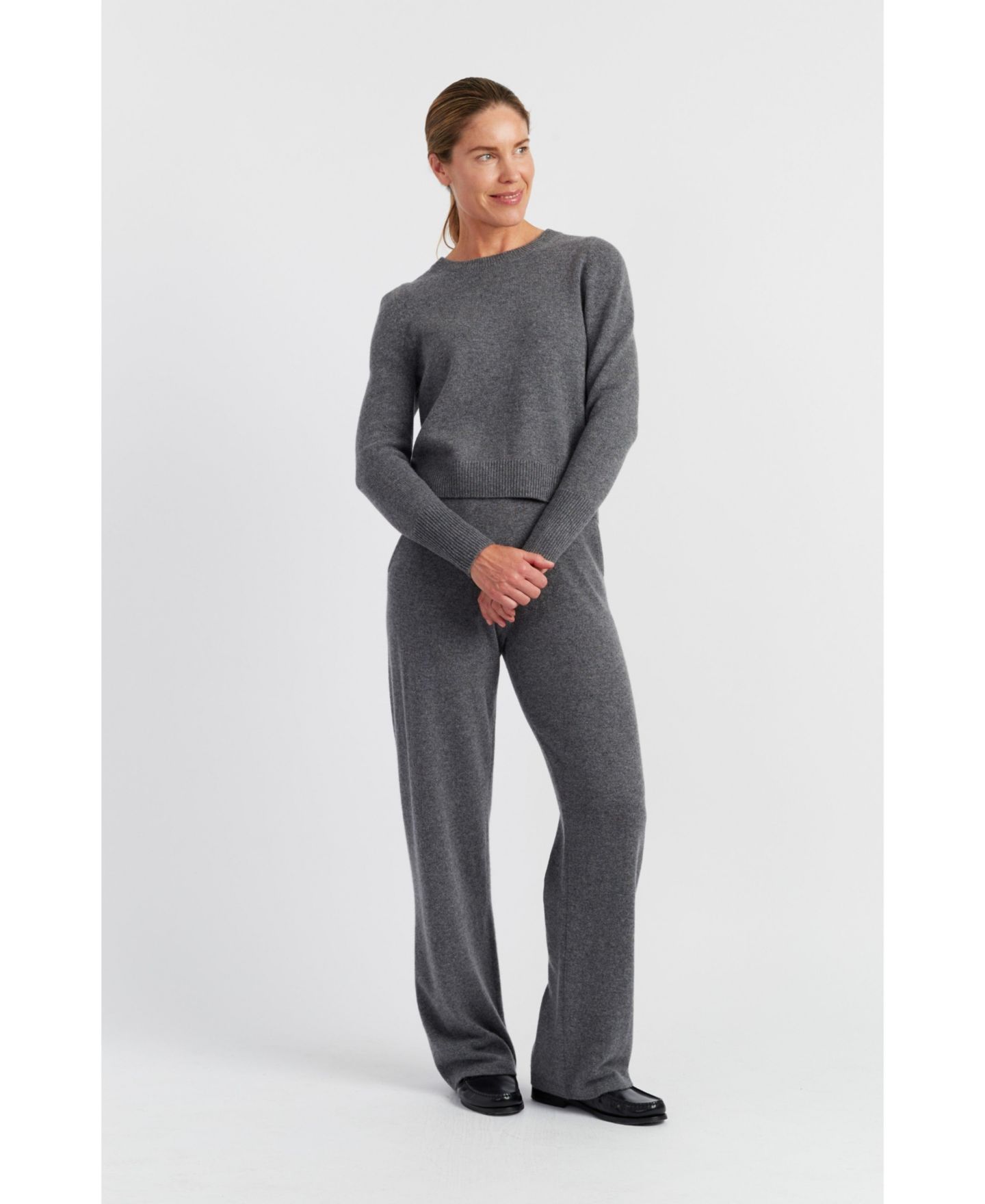 Женские брюки Chinti & Parker Pure Cashmere Wide Leg, цвет: Серый меланжевый — фото 2