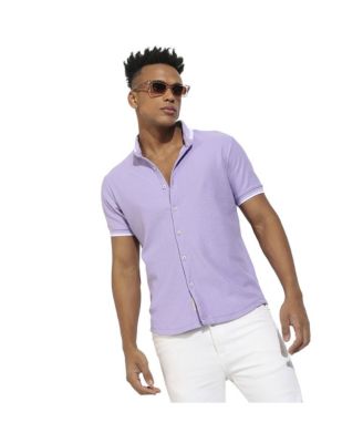 Men's Lavender Honeycomb Knit Shirt