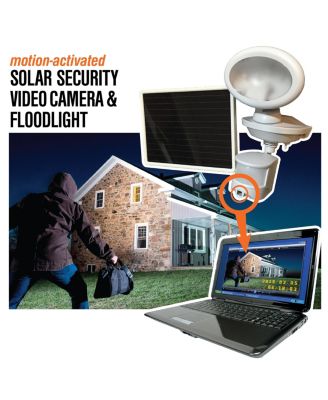 SOLAR SECURITY VIDEO CAMERA AND SPOTLIGHT - BLACK
