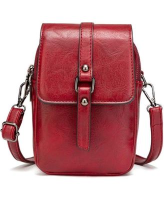 Vintage Crossbody Phone Bag for Women, Small PU Leather Shoulder Purse and Handbag with Tassel&Rivet Decoration