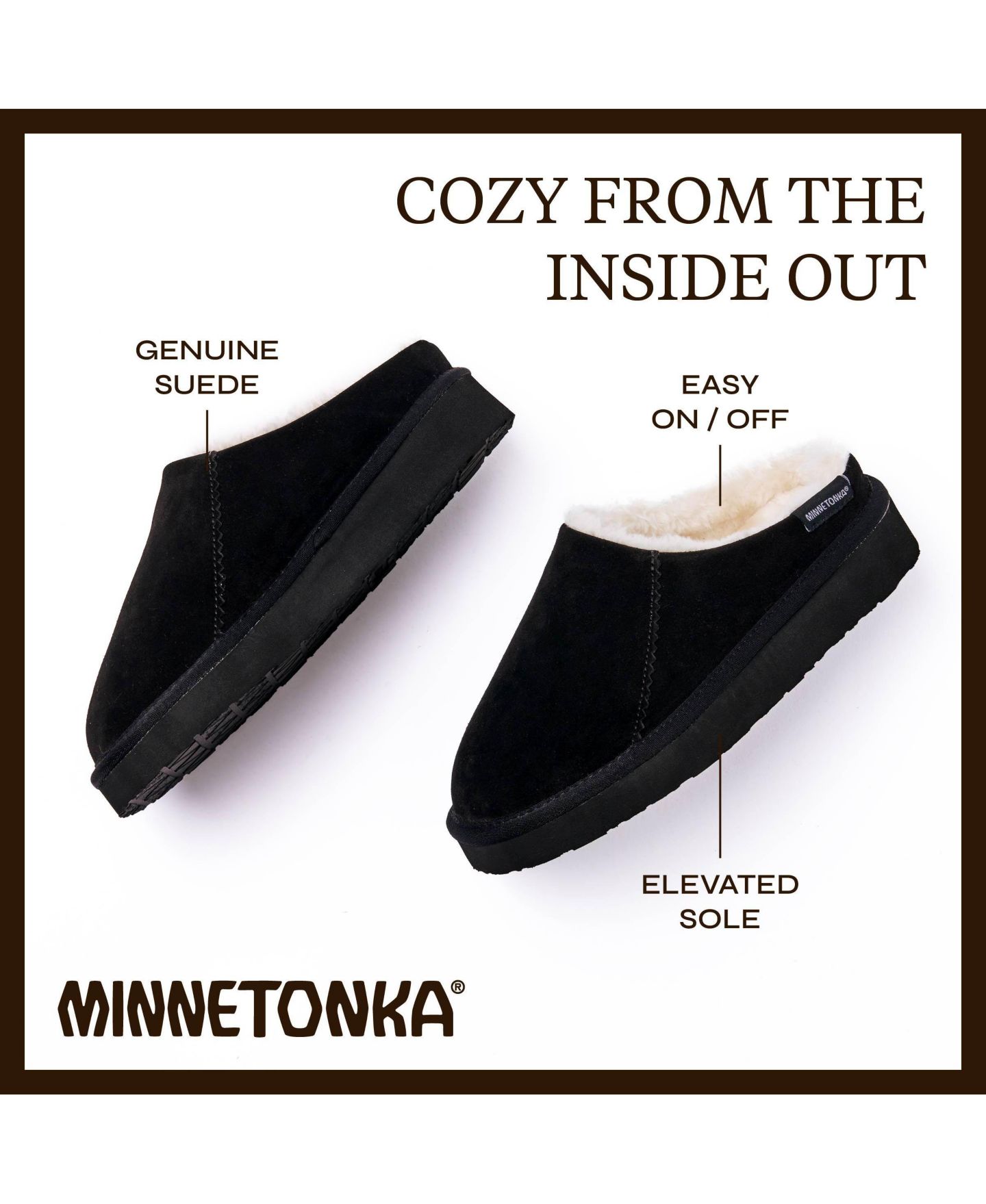 Женские сабо Minnetonka Coze Around Clog Suede Slippers, цвет: Чёрный — фото 2
