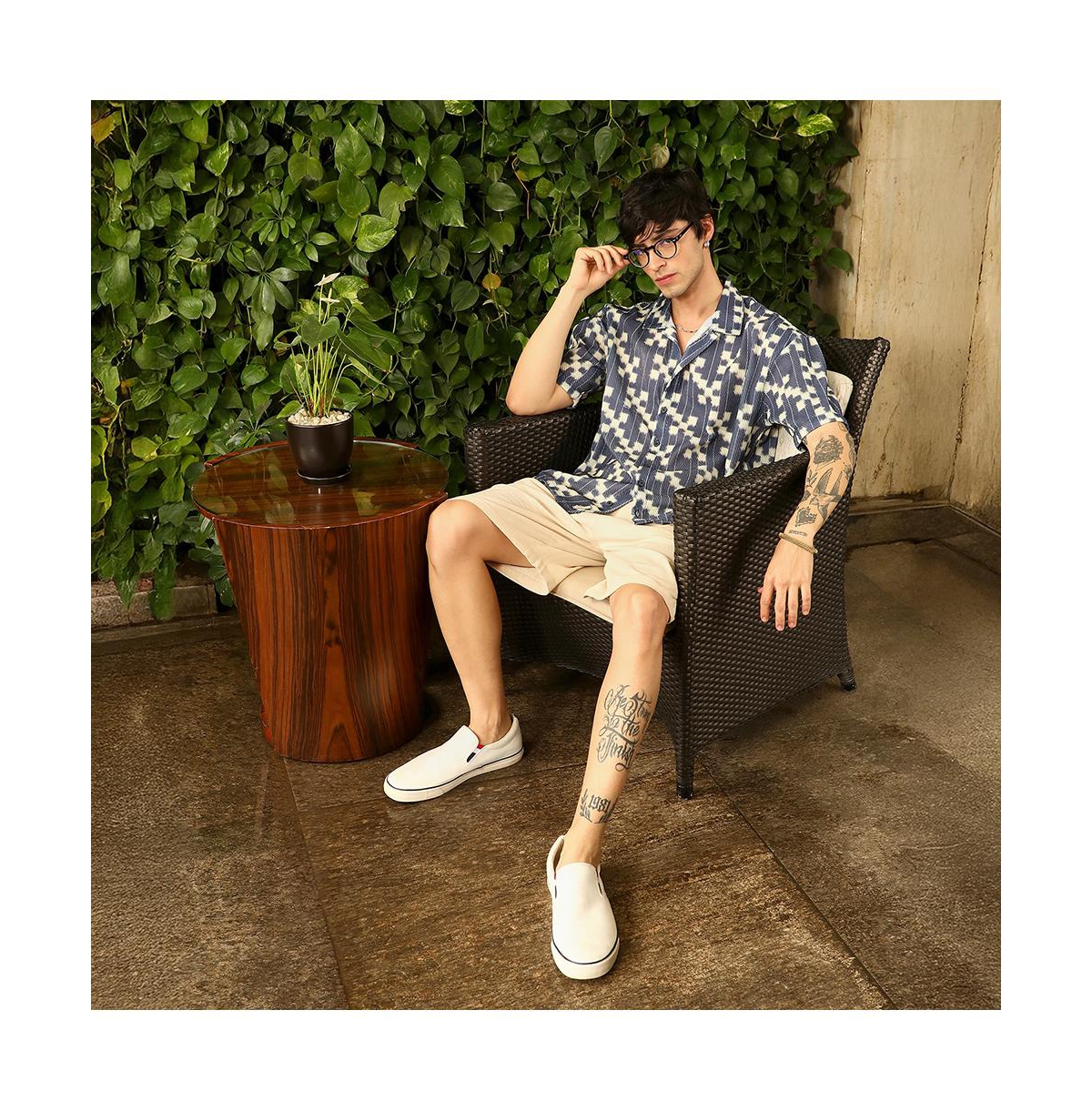 Campus Sutra Men's Dice Mesh Oversized Shirt