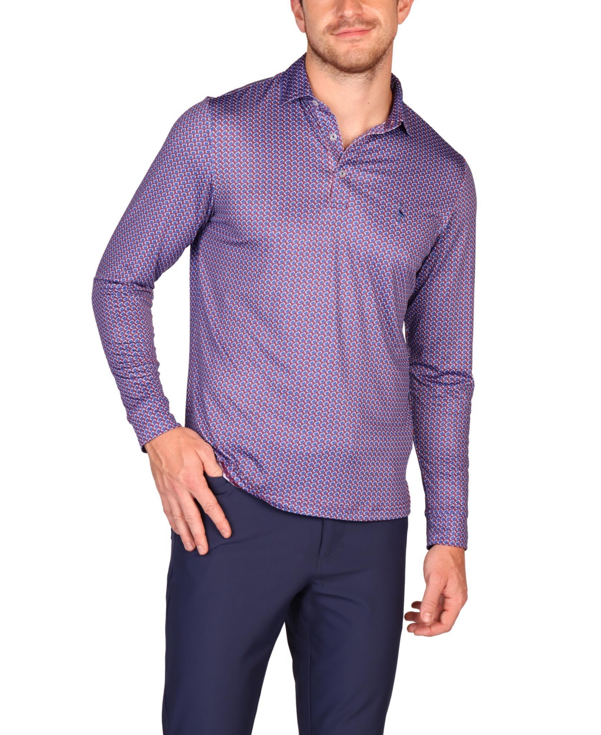 Tailorbyrd Men's Gameplay Long-Sleeve Performance Polo - Footballs