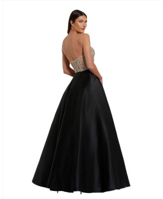 Women's Strapless Embellished Bustier Ball Gown