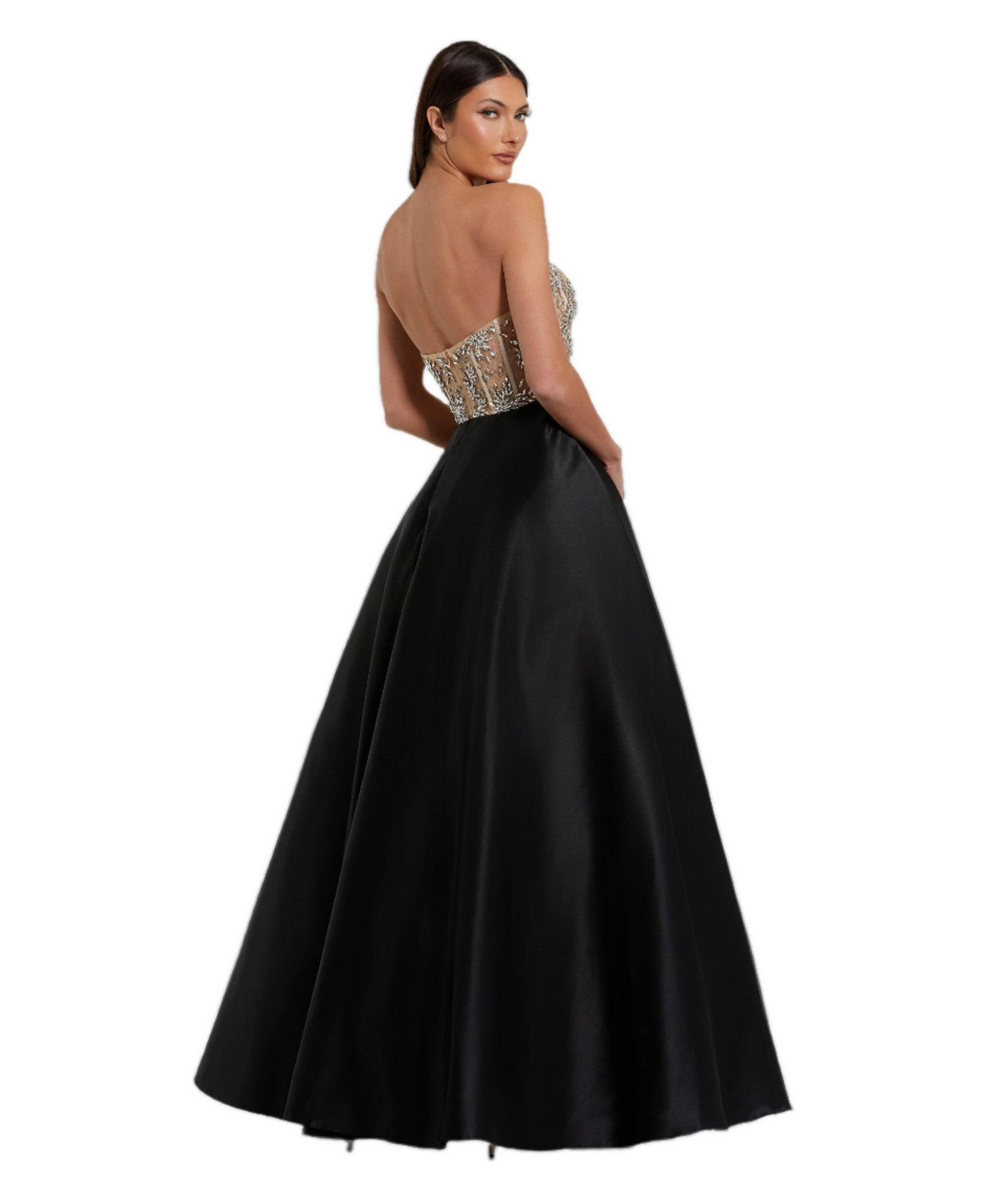 Women's Strapless Embellished Bustier Ball Gown