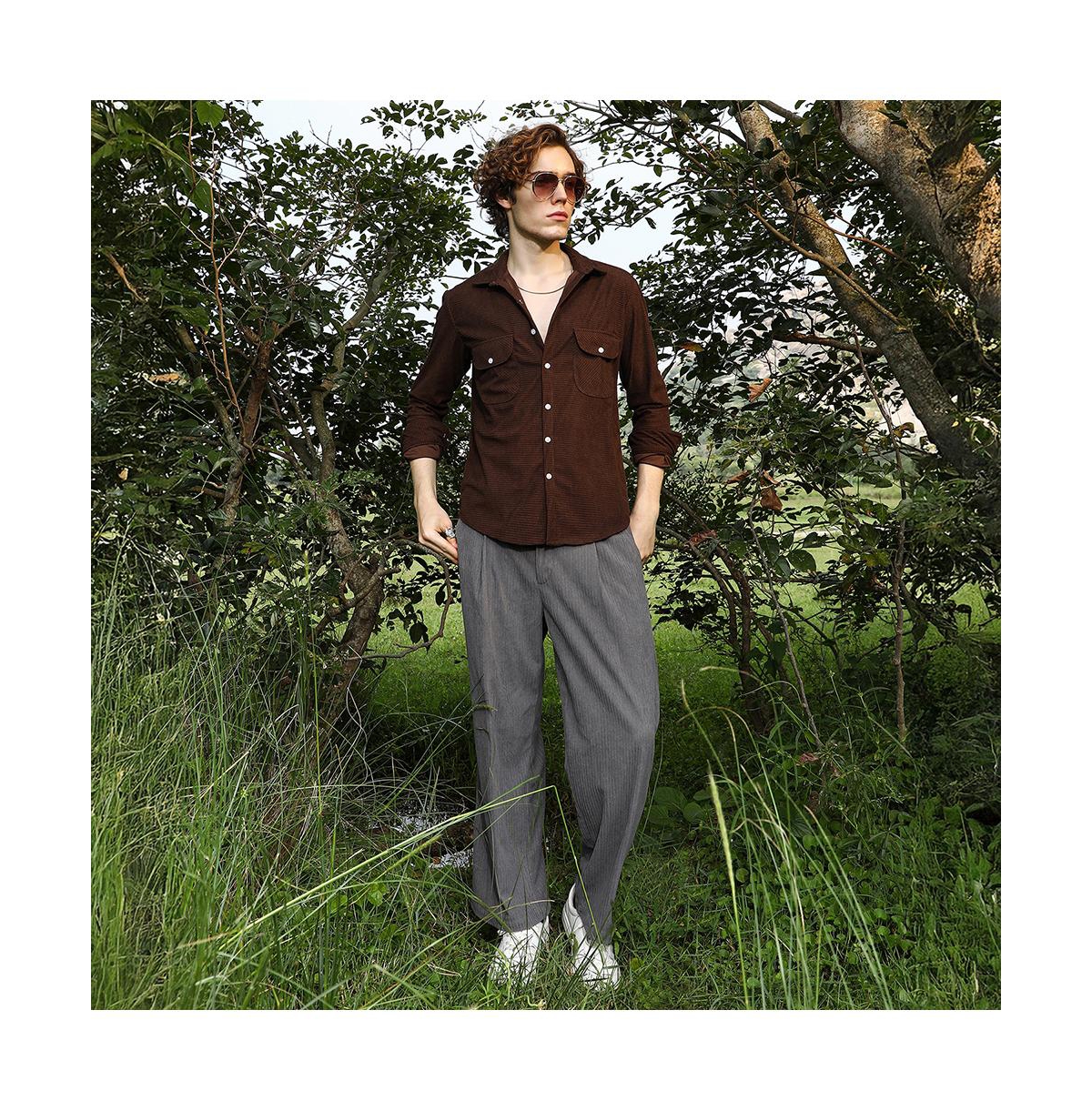 Campus Sutra Men's Chocolate Brown Tactile Utility Shirt