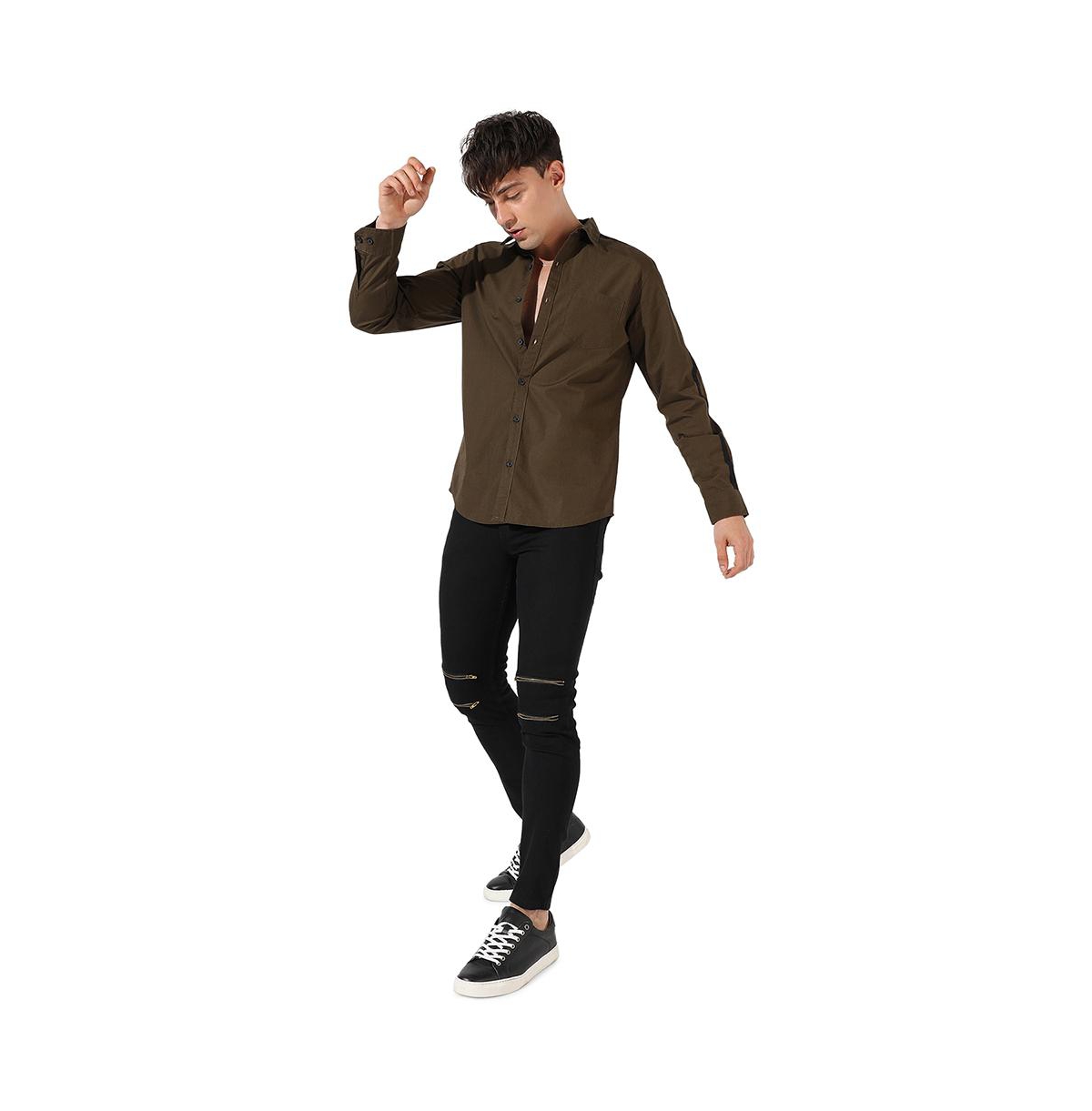 Campus Sutra Men's Side Striped Shirt