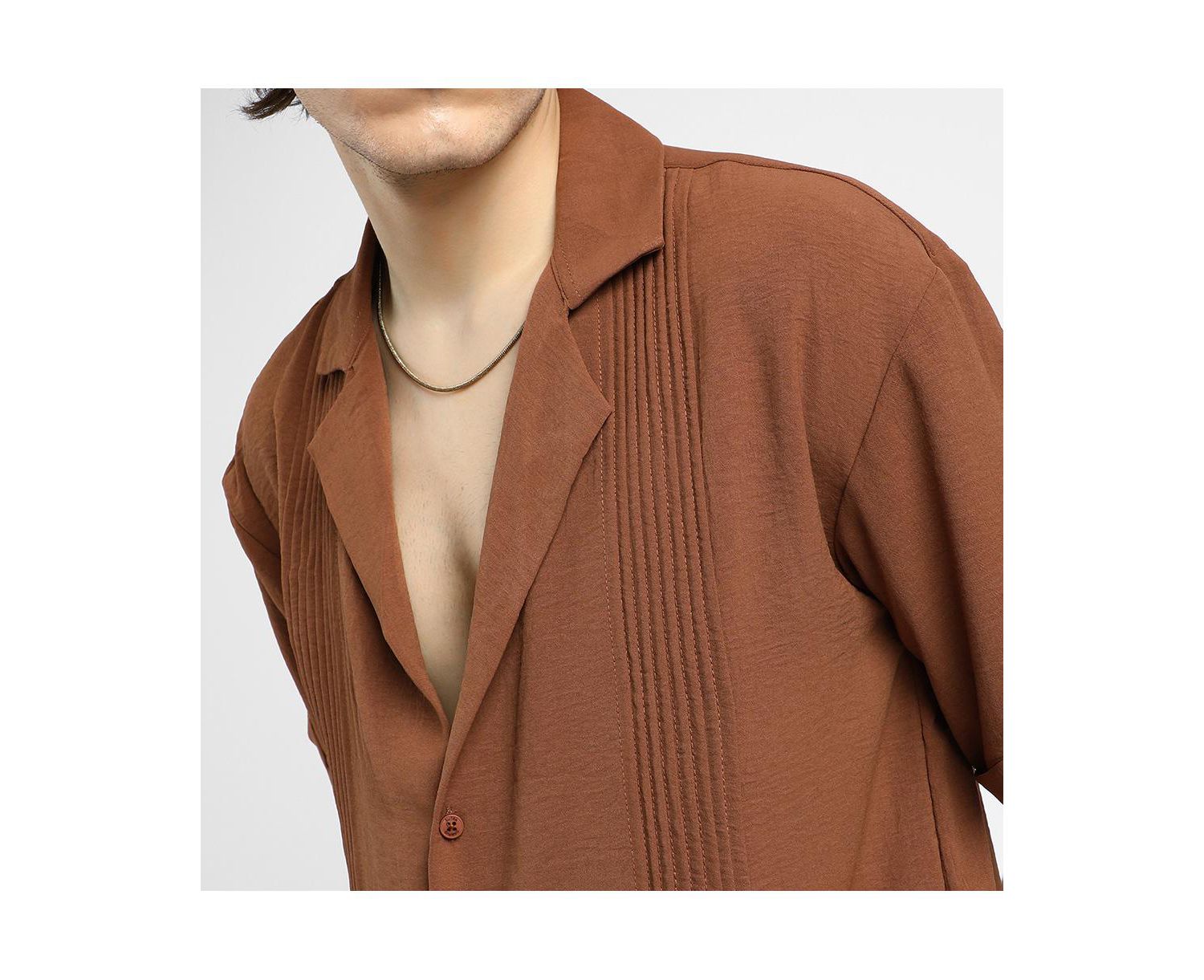 Men's Panel-Pleat Oversized Shirt