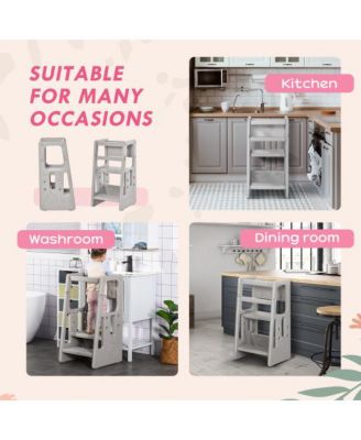 Adjustable Toddler Tower with Anti-Slip Mat - 3 Height Settings