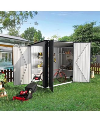 7.5'x4' Outdoor Horizontal Bike Storage Shed with Triple Lockable Door