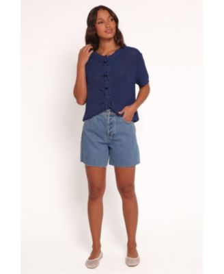 Women's Gemma Short Sleeve Bow Cardigan - Navy