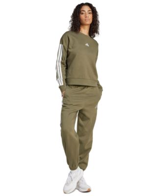 Women's Essentials 3-Stripes Fleece Crew Neck Sweatshirt