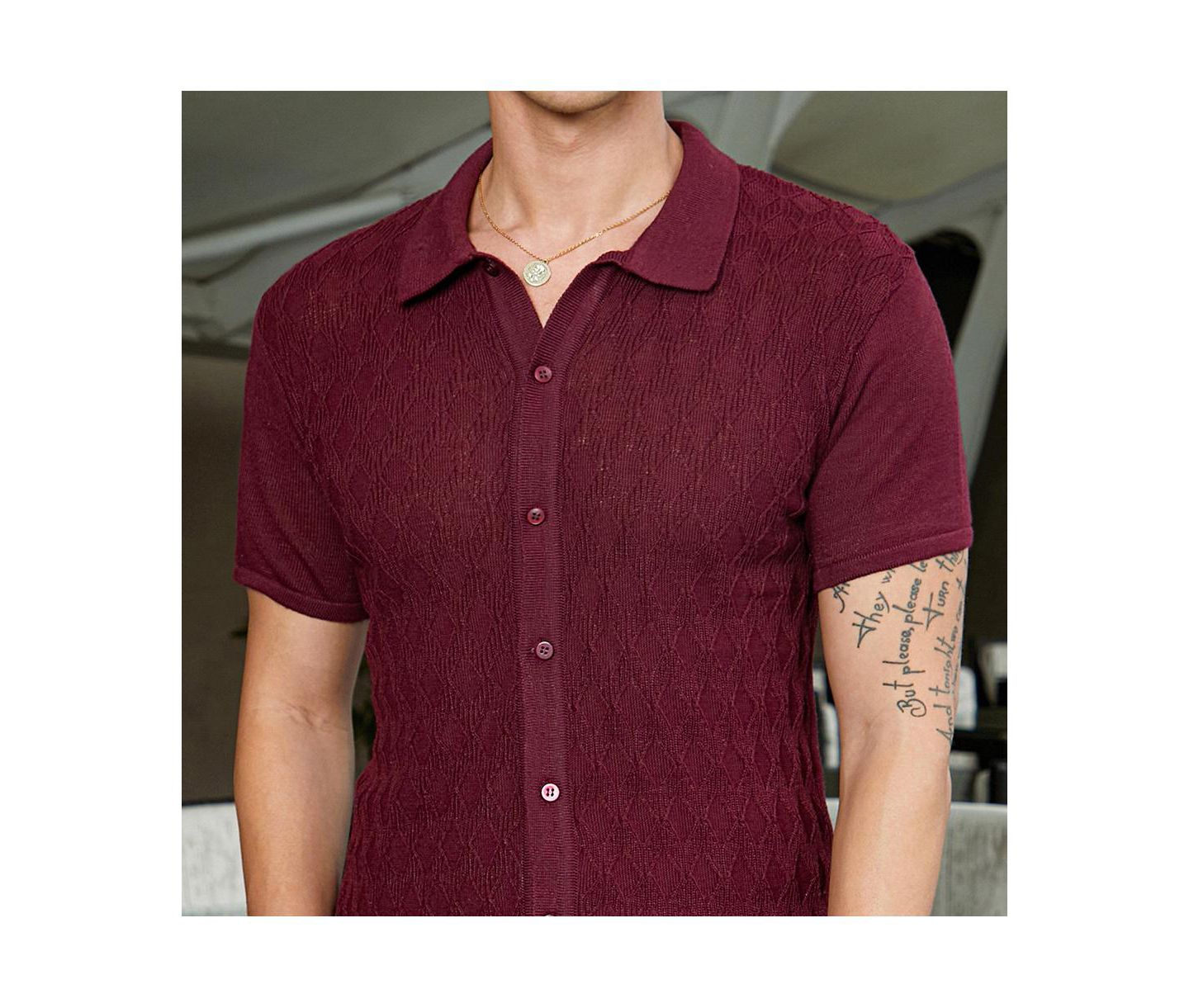 Мужская рубашка Cahoot Campus Sutra Argyle-Knit Slim-Fit, цвет: Красный — фото 2