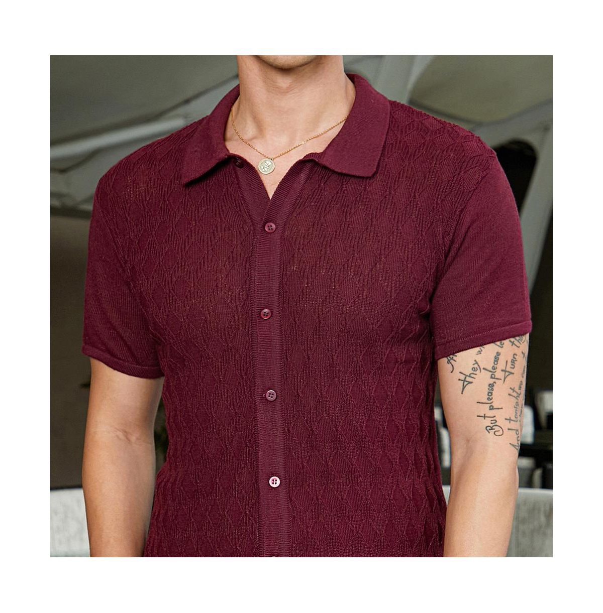 Campus Sutra Men's Argyle-Knit Slim-Fit Shirt