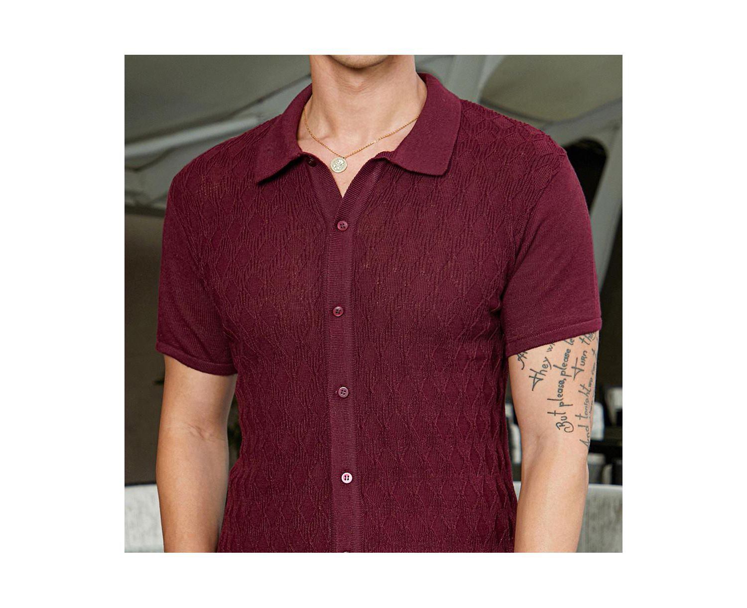 Men's Argyle-Knit Slim-Fit Shirt