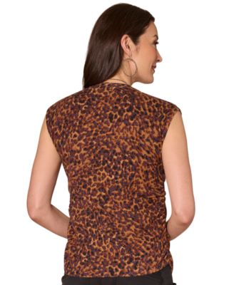 Women's Printed Extended Shoulder Round Neck Top