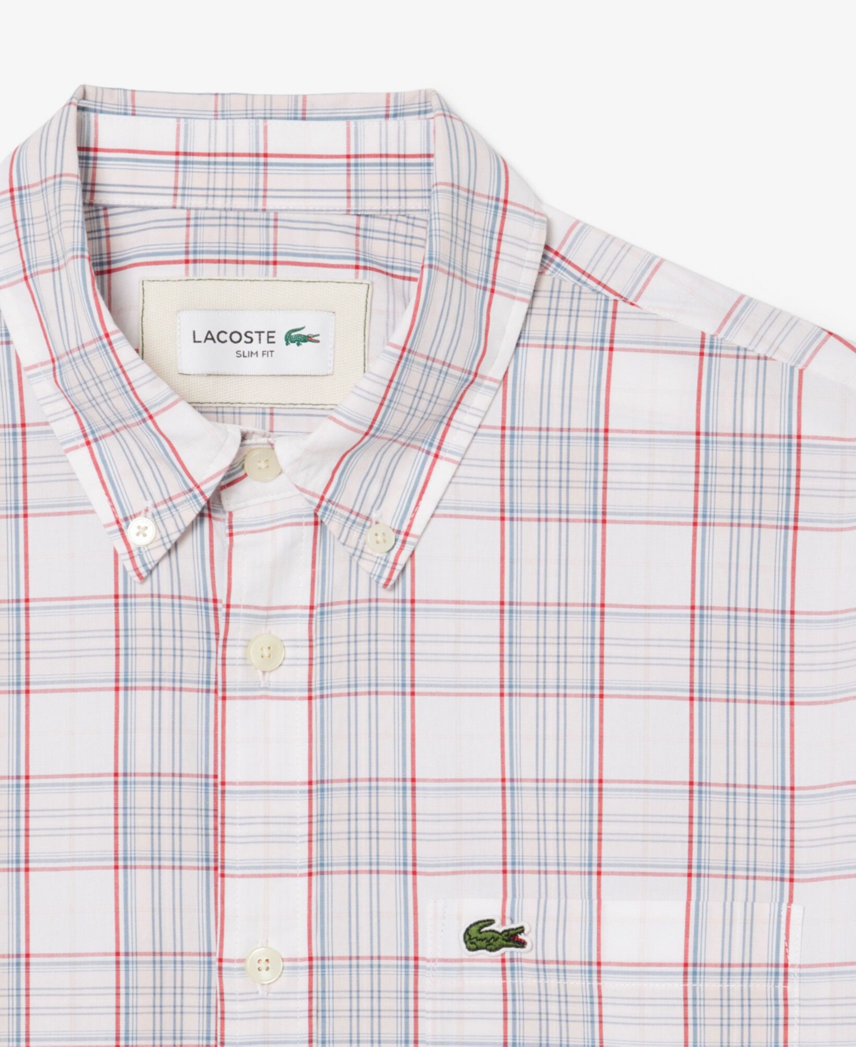 Lacoste Men's Slim Fit Stretch Plaid Shirt - 16 - 41 In Multi