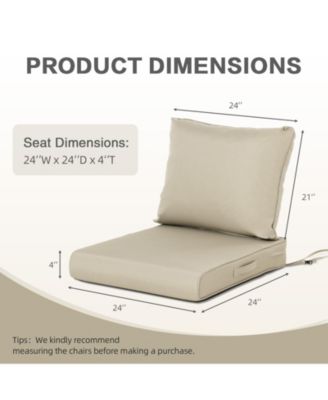 Outdoor Chair Cushions Set, 24"x24", Water Resistant Outdoor Deep Seat Cushions with Handle & Adjustable Straps.