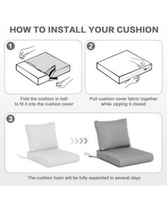 Outdoor Chair Cushions Set of 2, 21"x21", Water Resistant Outdoor Deep Seat Cushions with Handle & Adjustable Straps.