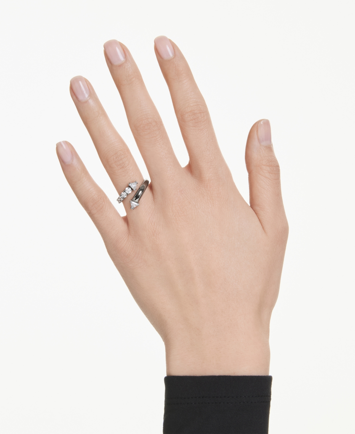 Swarovski Sublima White Ruthenium Plated Open Ring In Gray