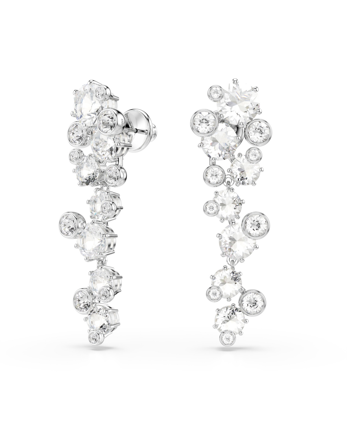 Swarovski Constella Rhodium Plated Drop Earrings In Metallic