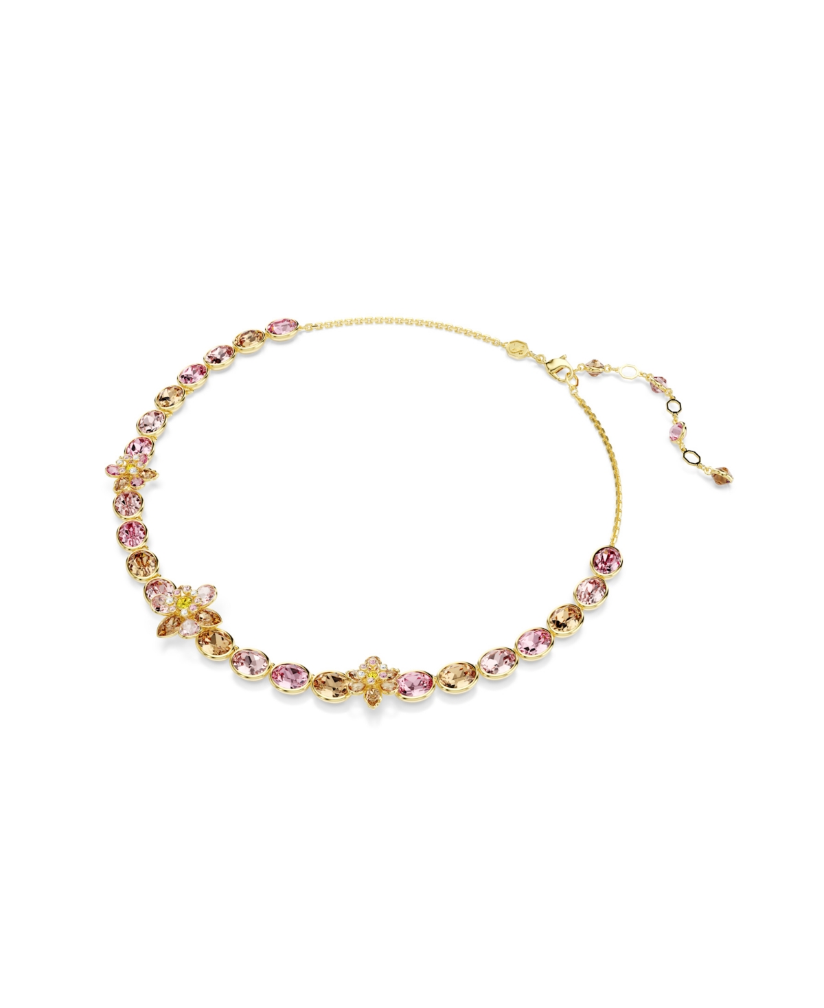 Swarovski Idyllia Mixed Cuts Crystal Flower Necklace In Pink