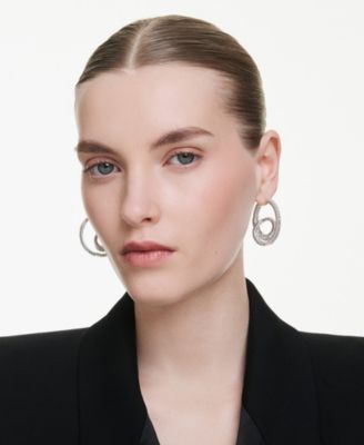 Matrix Rhodium Plated Hoop Earrings