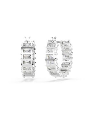 Matrix Rhodium Plated Hoop Earrings