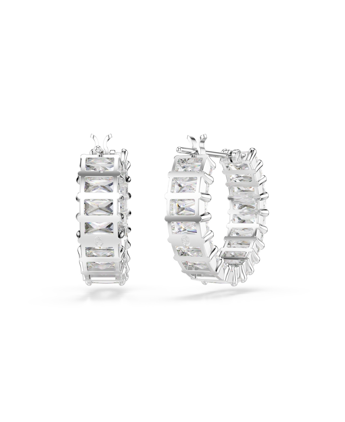 Swarovski Matrix Rhodium Plated Hoop Earrings In Silver