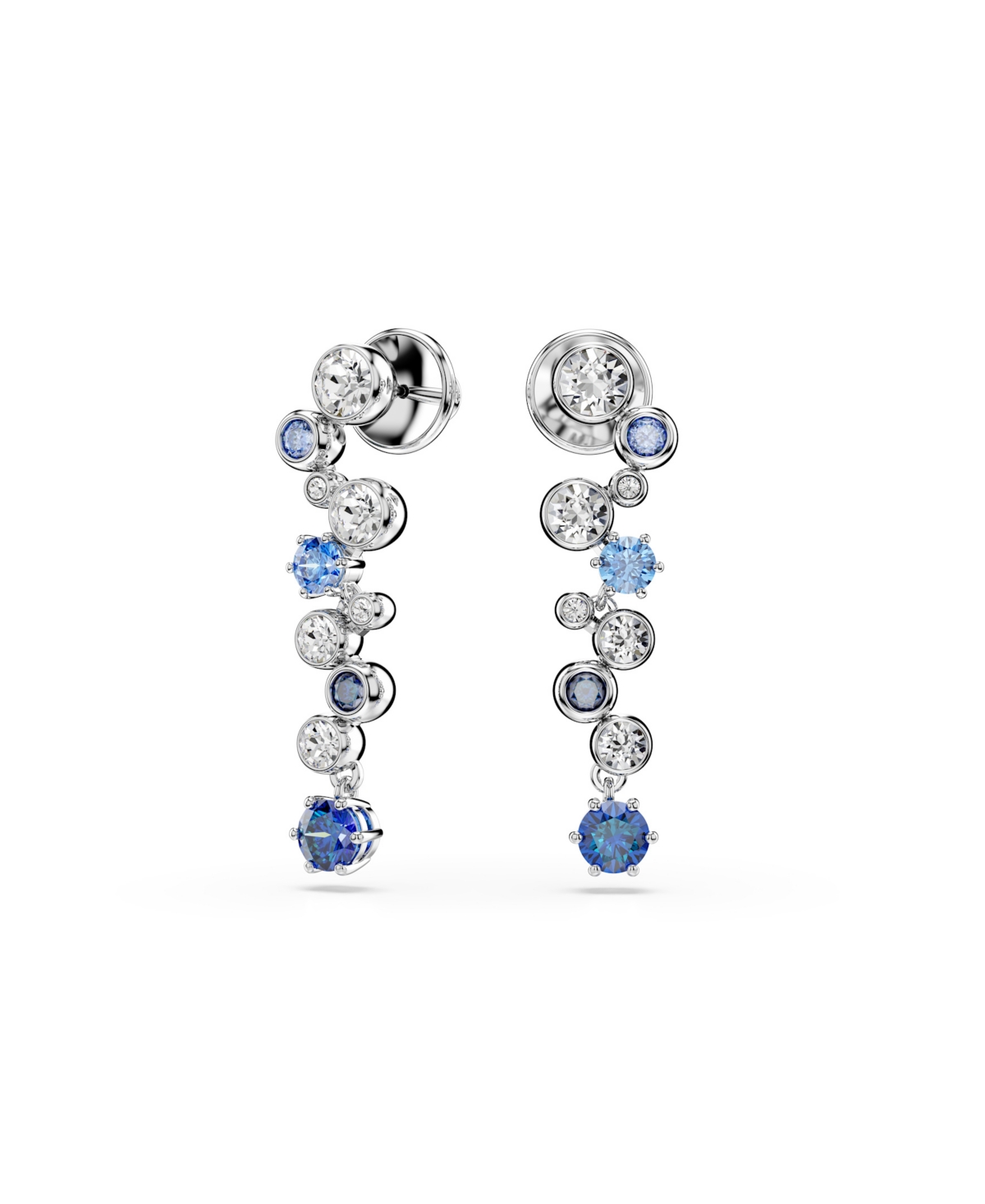 Swarovski Constella Rhodium Plated Crystal Drop Earrings In Blue
