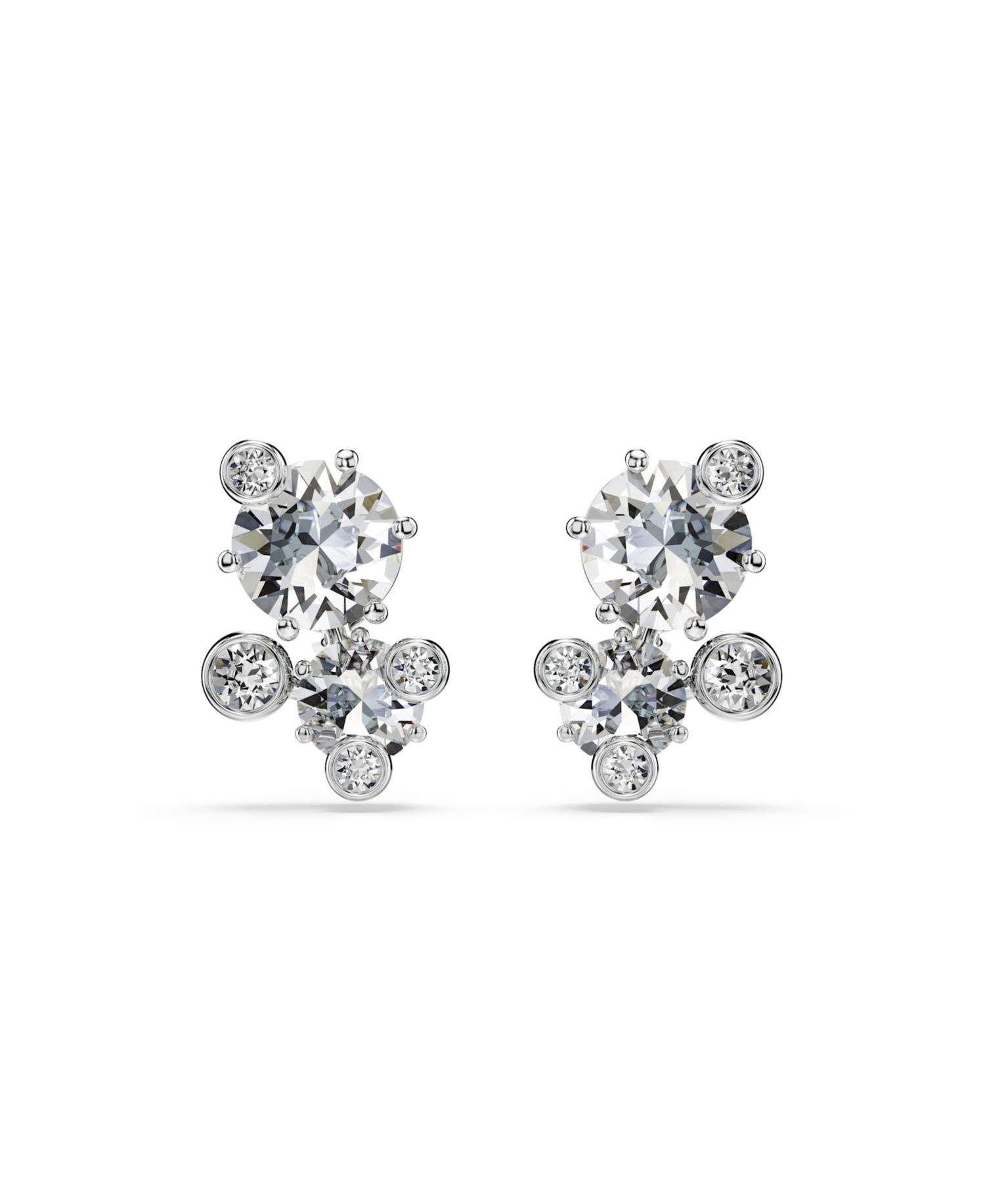 Constella Rhodium Plated Stud Earrings