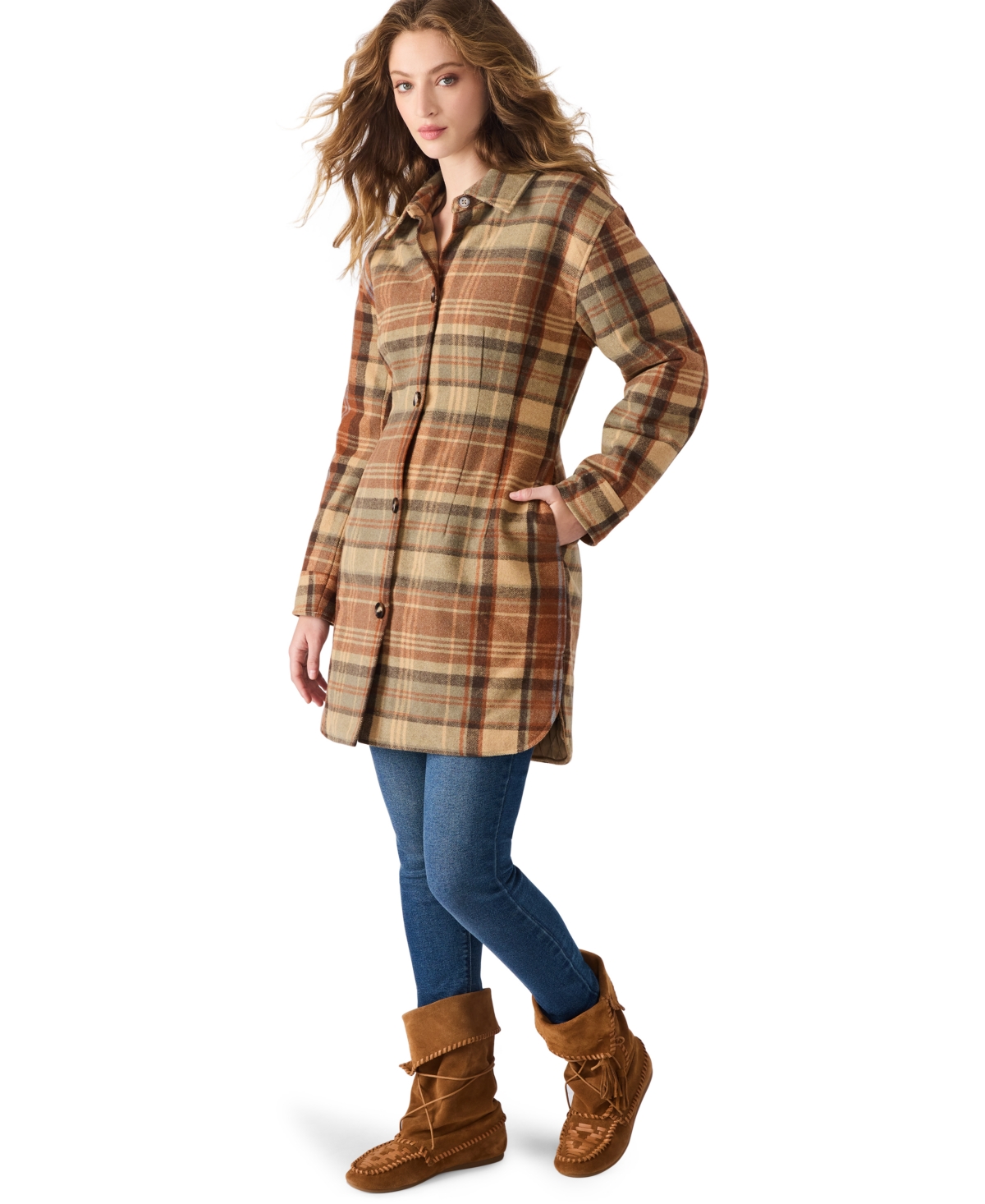 Steve Madden Olea Plaid Coat In Multi