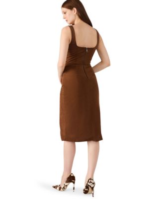 Women's&nbsp;Faux Suede Scoop Neck Midi Dress