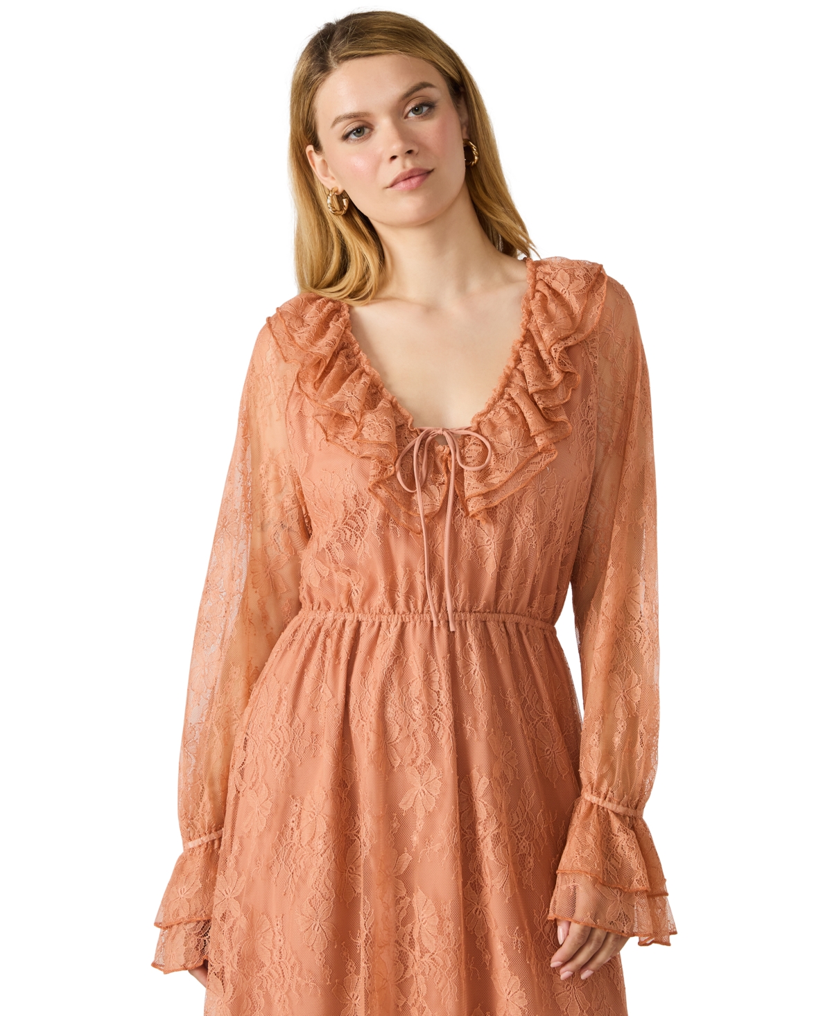 Steve Madden Women's Rosabella Ruffle Collar Midi Dress