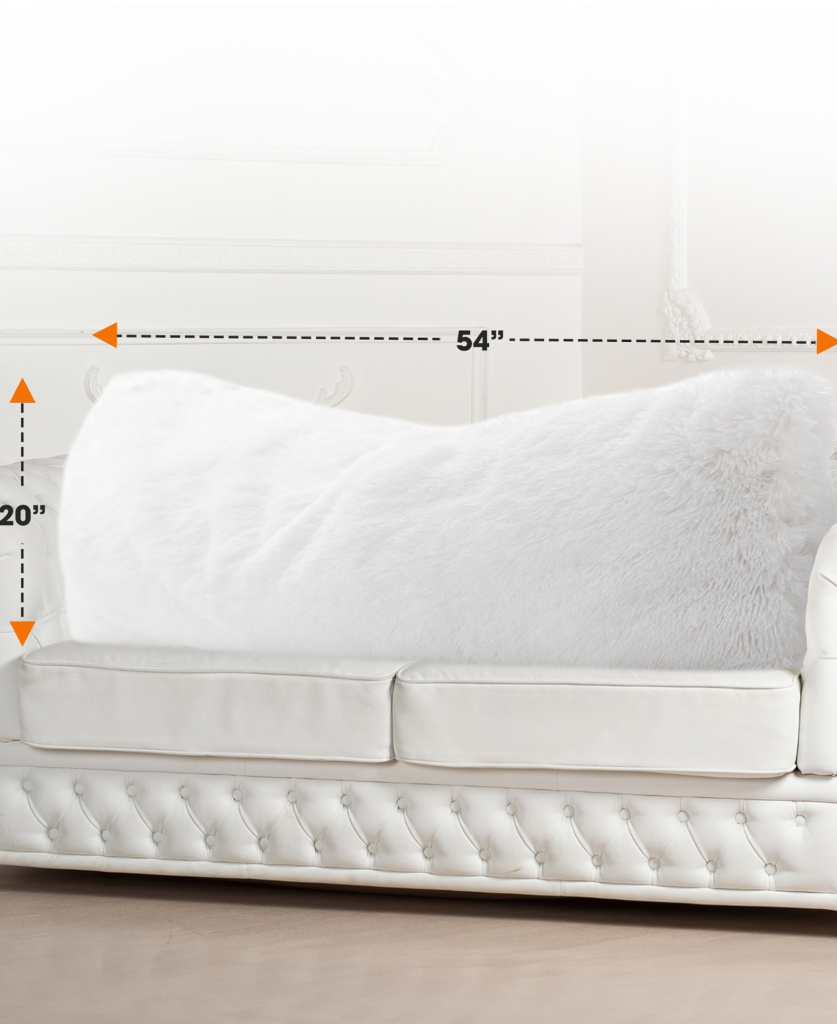 Cheer Collection Faux Fur Body Pillow, 20" X 54" In White