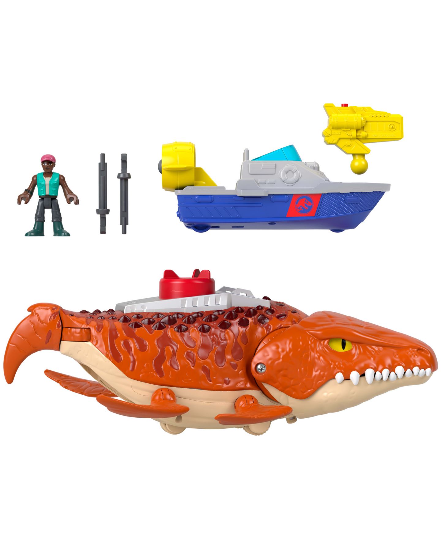 Детский игровой набор Imaginext Fisher-Price Jurassic World Rebirth Aquachomp Chase Mosasaurus Dinosaur Toy Playset — фото 5