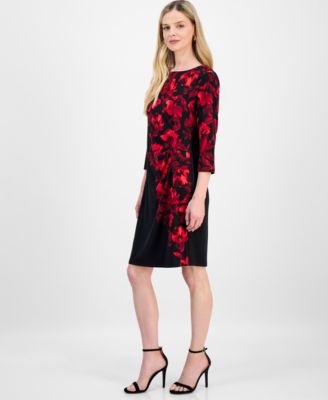 Petite Printed 3/4-Sleeve Sheath Dress