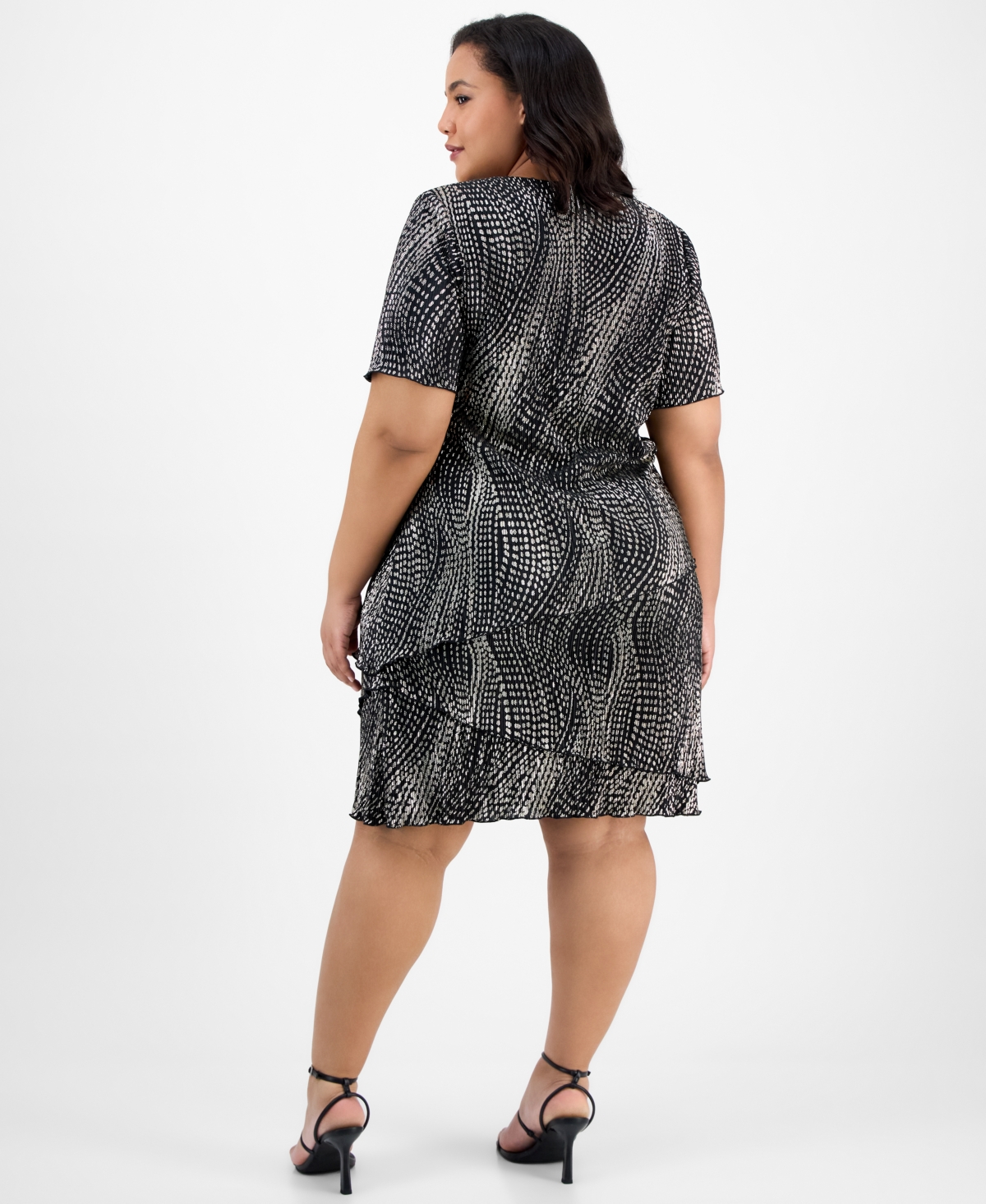 Connected Plus Printed Tiered Short-Sleeve Sheath Dress